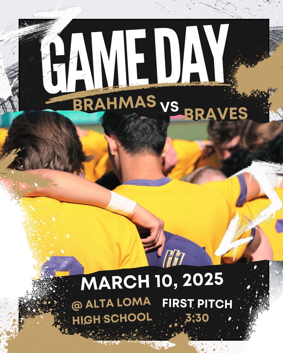 Game Day for the Varsity Brahmas!! Today we will be facing the Alta Loma Braves at their home field! We hope to see you there🤘