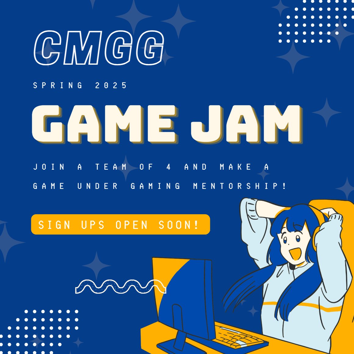 Our Game Jam is happening from March 21st - March 25th, and it’s all going down on Discord! Team up, brainstorm, and bring your game ideas to life! Whether you're a coder, artist, writer, or just full of wild ideas, there’s a place for you.
Sign Up: tinyurl.com/Game-Jam-25