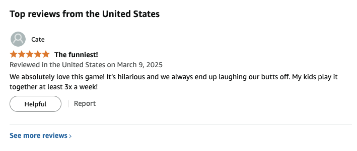 WoodpeckerLabs's tweet photo. First Amazon reviews are rolling in!

Still can't get Amazon to fix the list price, so buy direct if you want to save.

@GoPooTheGame

💩https://t.co/3Ac48Y1aBf
⚡️https://t.co/kgTZ2V04gI

#BoardGame #BoardGames #CardGames #FamilyGameNight #BoardGameGeek #PartyGame #projectswelove https://t.co/3u8IzCMBO4