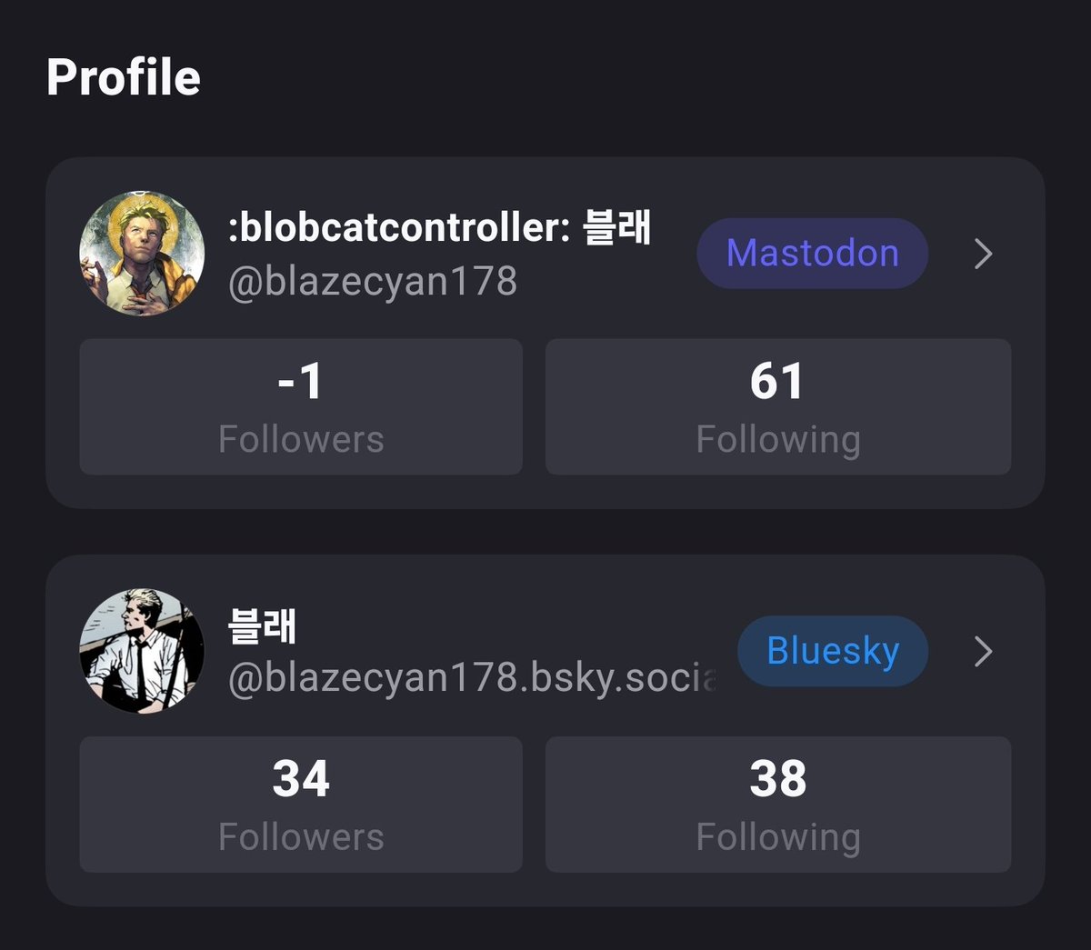 blazecyan178's tweet image. 마스토돈: sharlayan.in/@blazecyan178
블루스카이: @blazecyan178.bsky.social
계정이 있으신 분들은 편한 쪽으로 팔로우 주세요
마스토돈 쪽이 기능이 더 잘 되어 있어서... 쓰는 글의 밀도는 그쪽이 조금 더 높습니다