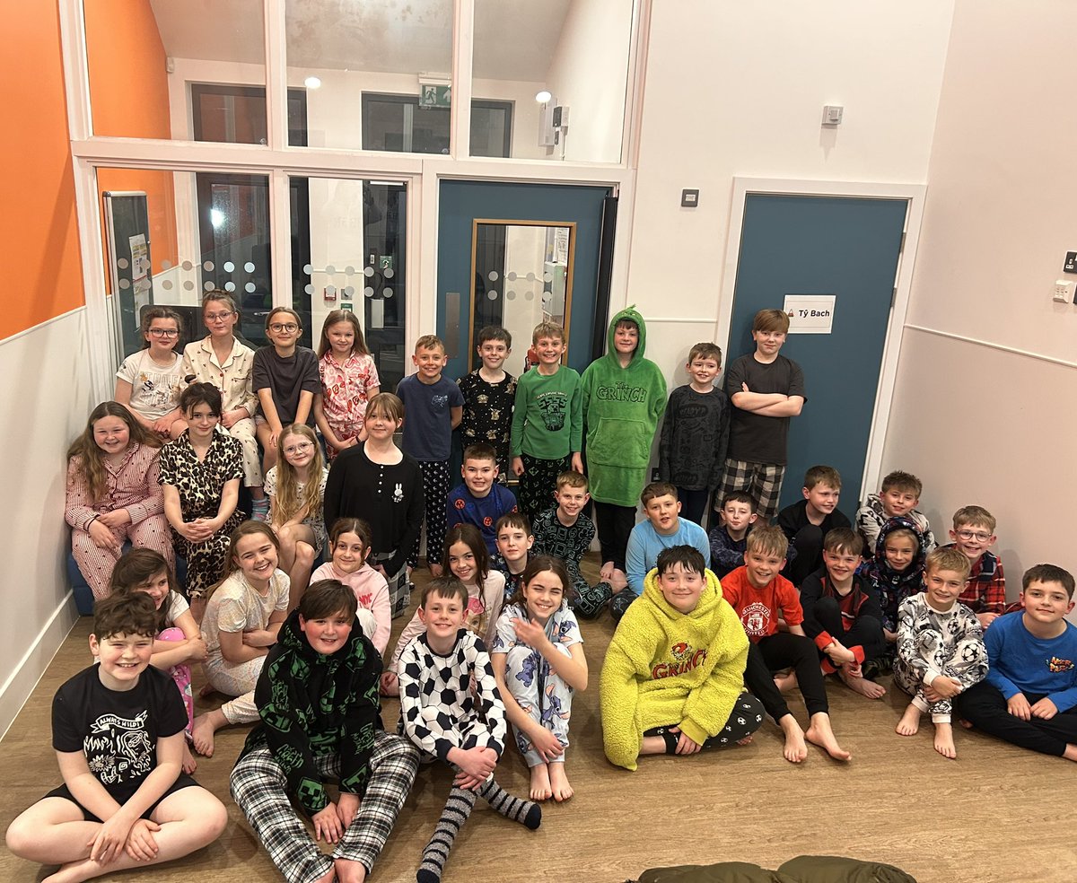 Pyjama photo! 📸 Time to relax after a busy day! Day one ✅ Nos da pawb! 💤
