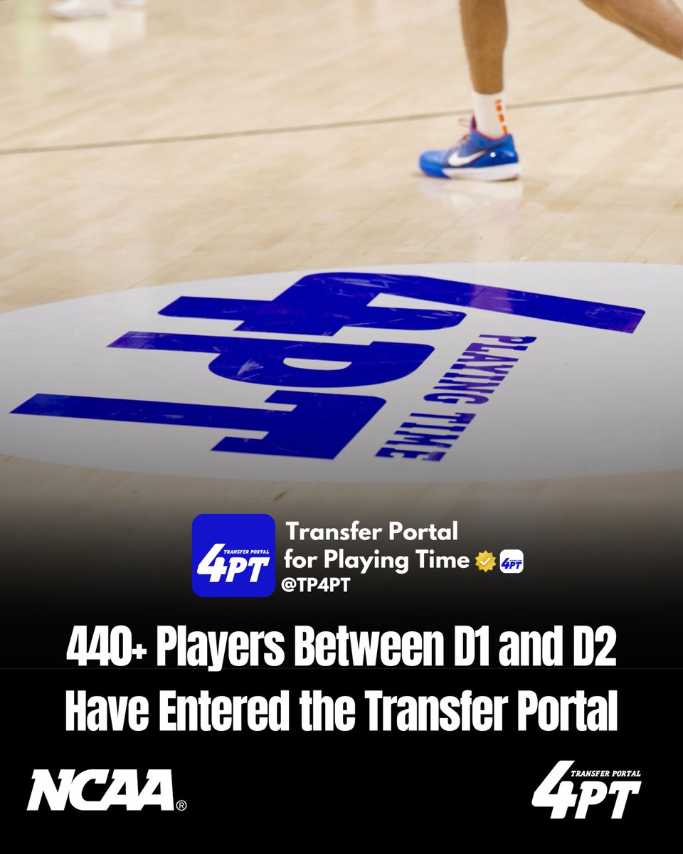 TP Stats: Between Division 1 and Division 2 there are 440+ players currently in the 2025 Transfer Portal in men’s basketball.

D1: 55+ Transfers
D2: 385+ Transfers

The Transfer Portal officially opens on March 24, 2025, at 12:00 AM ET.

#TP4PT #TransferPortal