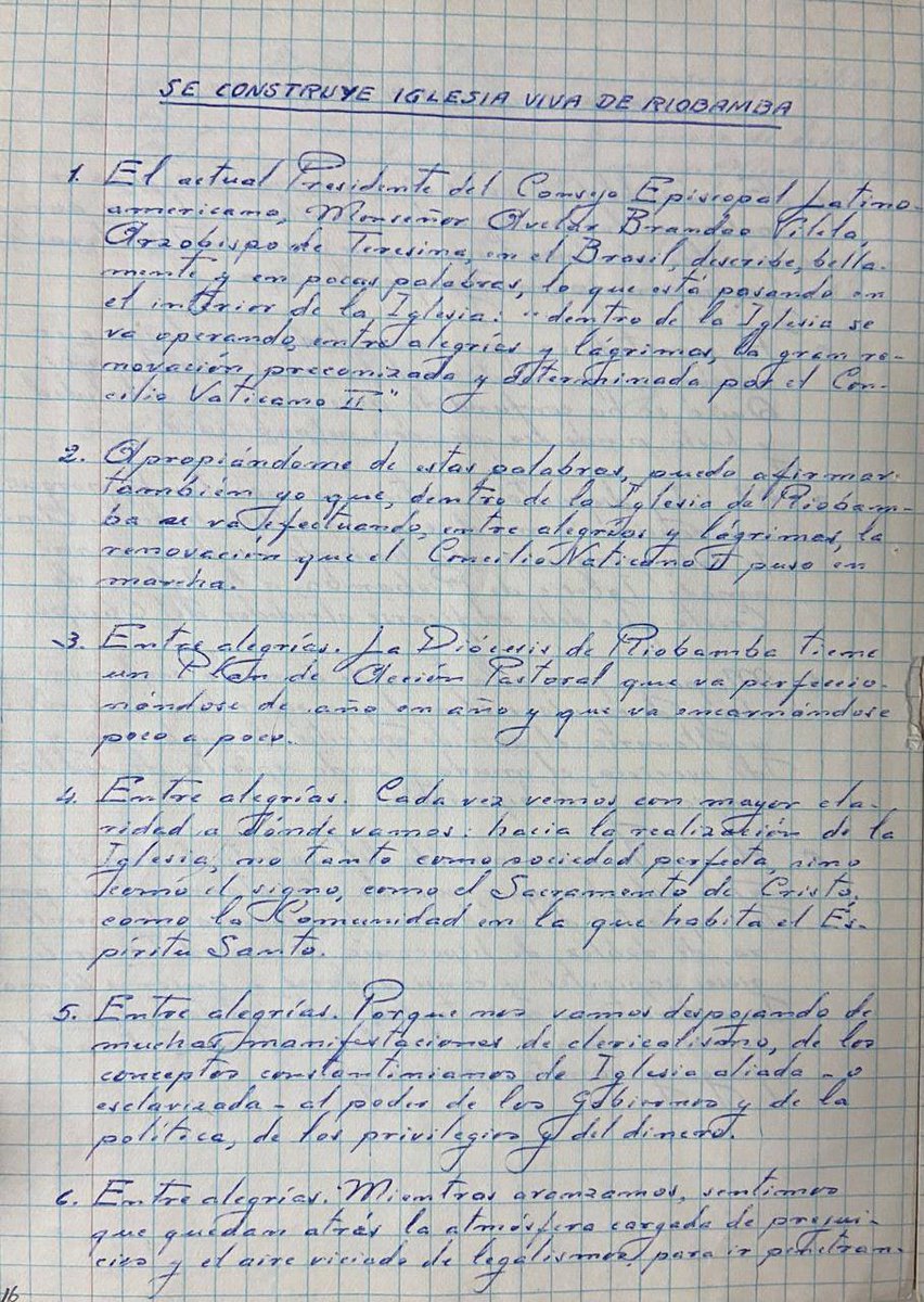 #SinergiaALA vía <a href="/AHNEcuador/">Archivo Histórico Nacional del Ecuador</a> y Diócesis de Riobamba 📜🇪🇨 Este año se conmemoraron 115 años del natalicio de monseñor Leonidas Proaño (1910–1988), defensor de derechos indígenas y la educación rural. Su archivo personal resguarda valiosos documentos mostrados a continuación.