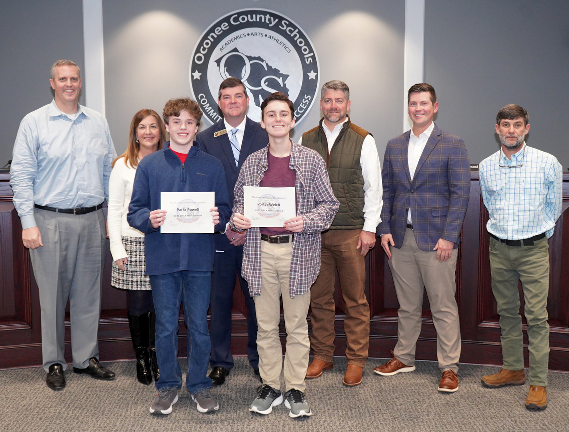 OconeeCoSchools's tweet photo. … and Josiah Owens, Micah Taylor, Parks Powell, and Porter Welch from Oconee County High. Their advisors are Wes York, Scott Smith, and Mark Provost, respectively. #OconeeFamily https://t.co/RcIBrYinQM