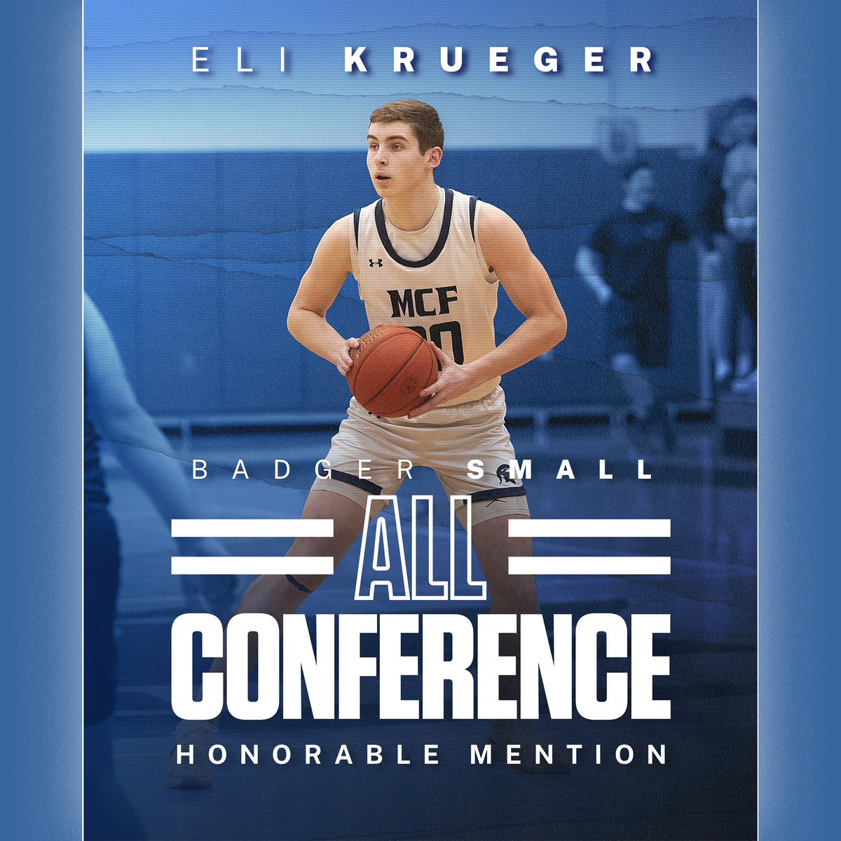 Congratulations to sophomore Eli Krueger for achieving Badger Small All Conference Honorable Mention! A great accomplishment and we know even bigger things are ahead for this young man! Congrats Eli!