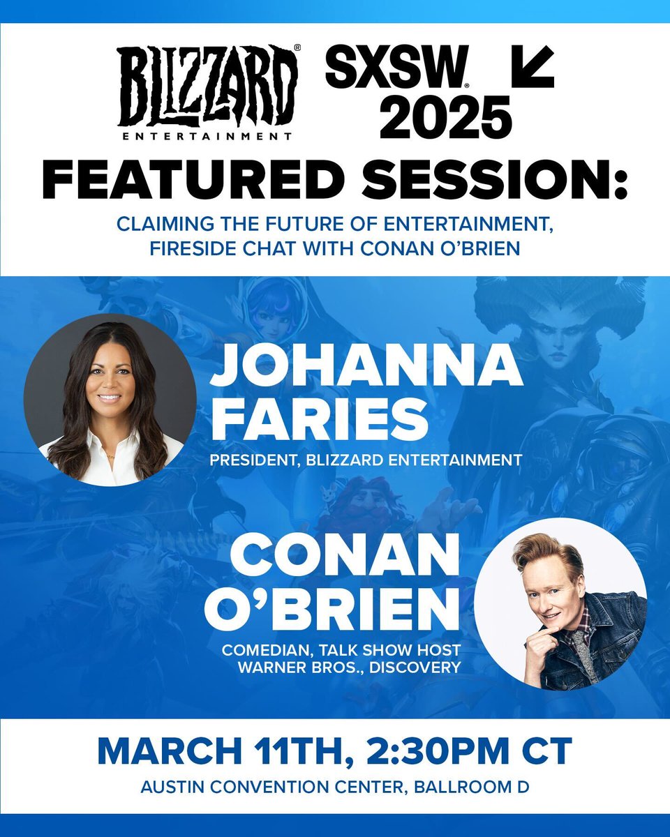 Blizzard_Ent's tweet image. Blizzard's @Joh_Burg is speaking with @ConanOBrien at SXSW tomorrow 2:30pm CT/12:30pm PT!!! Join us if in Austin or watch live online: youtube.com/watch?v=TXEg9m…