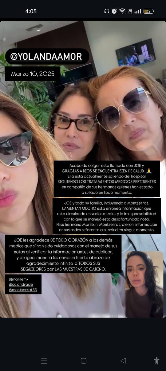 LaFaty_'s tweet photo. La Actriz Y Conductora Yolanda Andrade Se Encuentra Bien Ya Saliendo De Hospital Y Acompañada De Se Familia NO MURIÓ 🥰. https://t.co/70Y7TrHtls