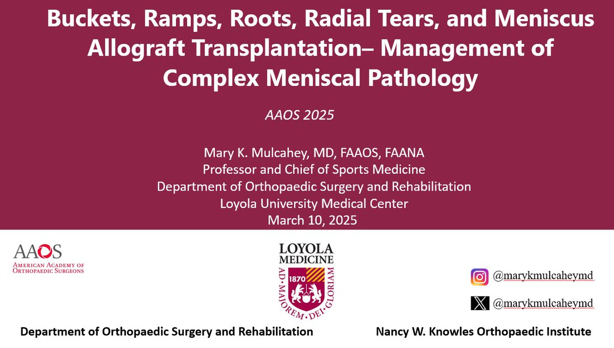 Mary Mulcahey (@marykmulcaheymd) on Twitter photo Phenomenal talks & discussion during our symposium on the management of complex meniscal pathology!
#orthotwitter #AAOS2025 #savethemeniscus <a href="/LoyolaSportsMed/">Loyola Sports Medicine</a> <a href="/JackieMBrady/">Jacqueline Brady</a> <a href="/MichaelAlaiaMD/">Michael Alaia, M.D</a> <a href="/LoyolaOrthoRes/">Loyola Orthopaedic Residency</a> Phenomenal talks & discussion during our symposium on the management of complex meniscal pathology!
#orthotwitter #AAOS2025 #savethemeniscus <a href="/LoyolaSportsMed/">Loyola Sports Medicine</a> <a href="/JackieMBrady/">Jacqueline Brady</a> <a href="/MichaelAlaiaMD/">Michael Alaia, M.D</a> <a href="/LoyolaOrthoRes/">Loyola Orthopaedic Residency</a>