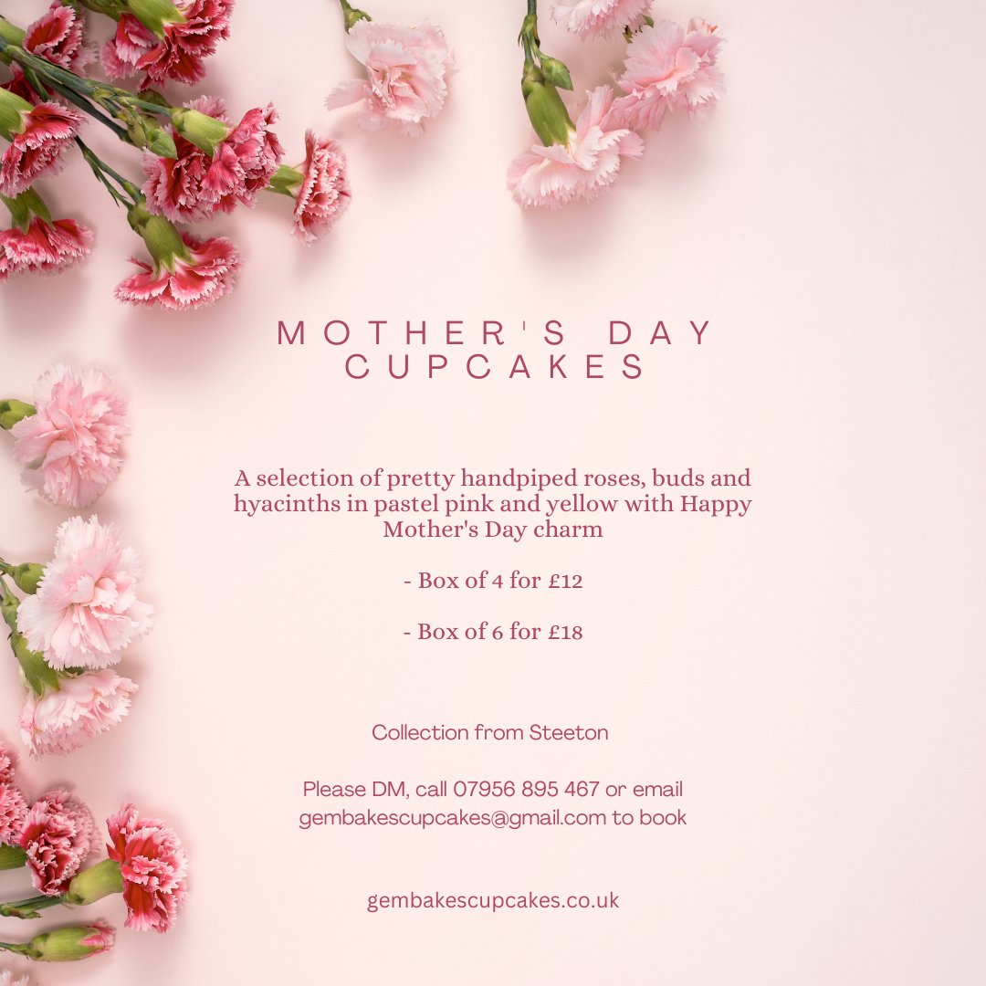 Gem_Bakes's tweet photo. 💕 MOTHER'S DAY CUPCAKES! 💕

Just 3 weeks to go (Sunday, 30th March)! 

📩 Please DM me or click here https://t.co/O4k6A1q43O to book a box now 📩

#edibleflowers #floralcupcakes #flowersyoucaneat #mothersday #mothersdaygiftideas #Mothersday2025 #smallbusiness #supportlocal https://t.co/lPfrl1fLQT