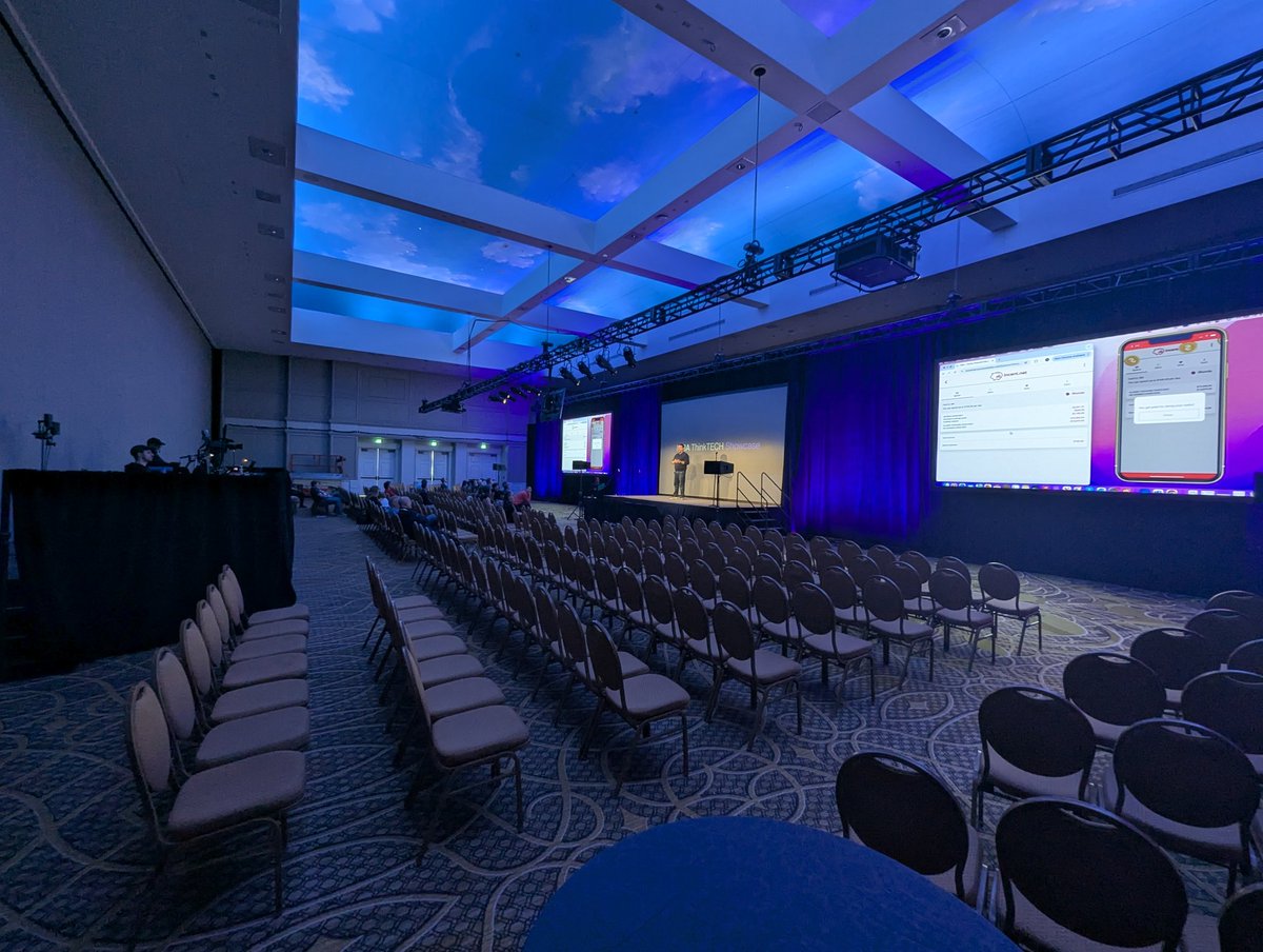 charlesepotts's tweet photo. Rehearsal is underway for tomorrow's @ICBA #ICBALIVE #ThinkTECH Showcase. If you want to see #communitybank #fintech #innovation in action be sure to join us at 1:00PM CDT in Delta Ballroom B at the @GaylordOpryland Convention Center. https://t.co/VdbCQZluE8
