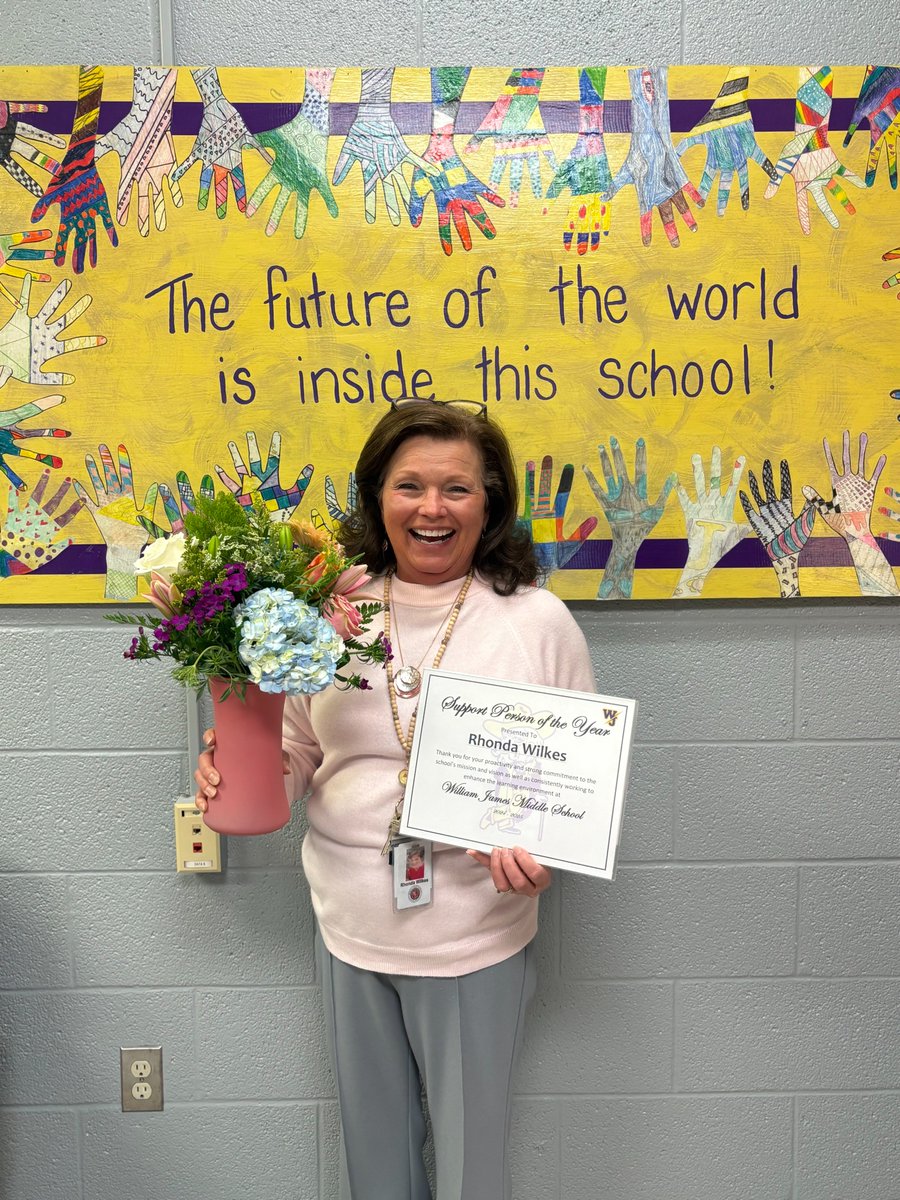 Teacher of the year; support person of the year; and our green apple winner of the year. We are so grateful for the work of these three women! Dr. Eleanor Christy. Rhonda Wilkes. Rachel Bryant.