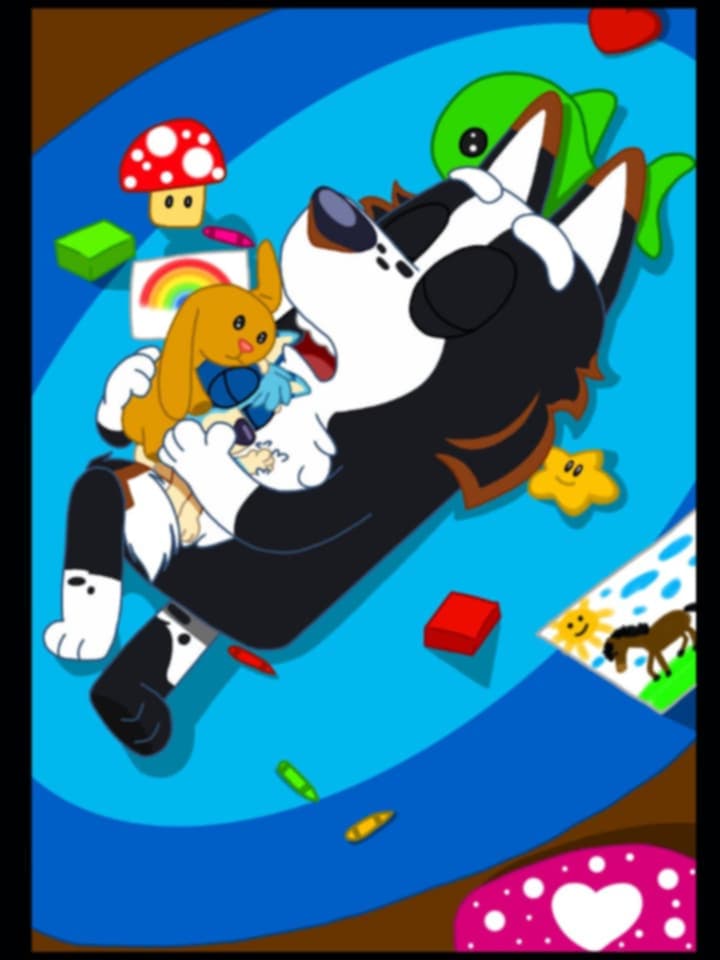 Billy: daddy I'm sleepy I'm done with drawing 

Tuliri: oh my little quiet baby don't you want to take a nap with daddy?

Billy: no I don't really have my bunny with me. 

Tuliri: don't worry I'll get him * he lays him on his chest and they both sleep