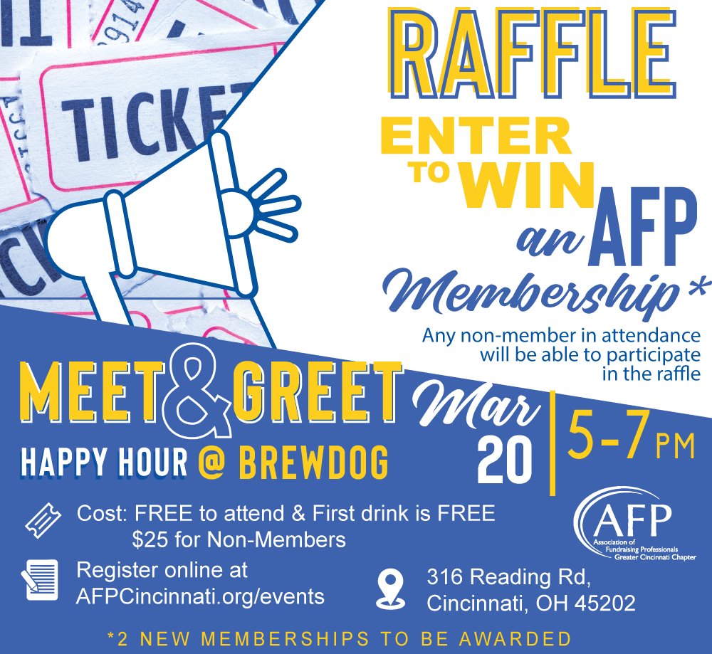 Are you considering AFP Membership?

Two memberships will be given away. Must be present to win. Only new members can be considered for this promotion. Renewals and lapsed members are not eligible
afpcincinnati.org/event/250320mg/