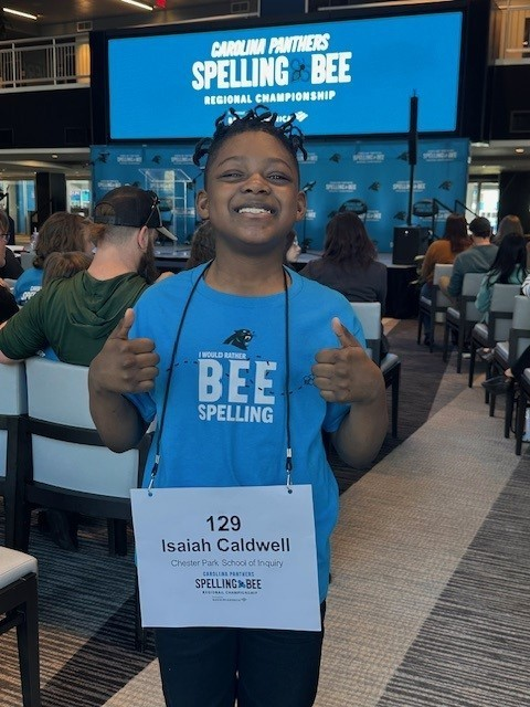 Chester_Schools's tweet photo. A huge congratulations to two of our students, A'livia Foote of Chester Middle and Isaiah Caldwell of Chester Park Inquiry, for participating in the Regional Scripps Spelling Bee at Carolina Panthers stadium this past weekend. Very well done! https://t.co/1EXFwY8MQQ