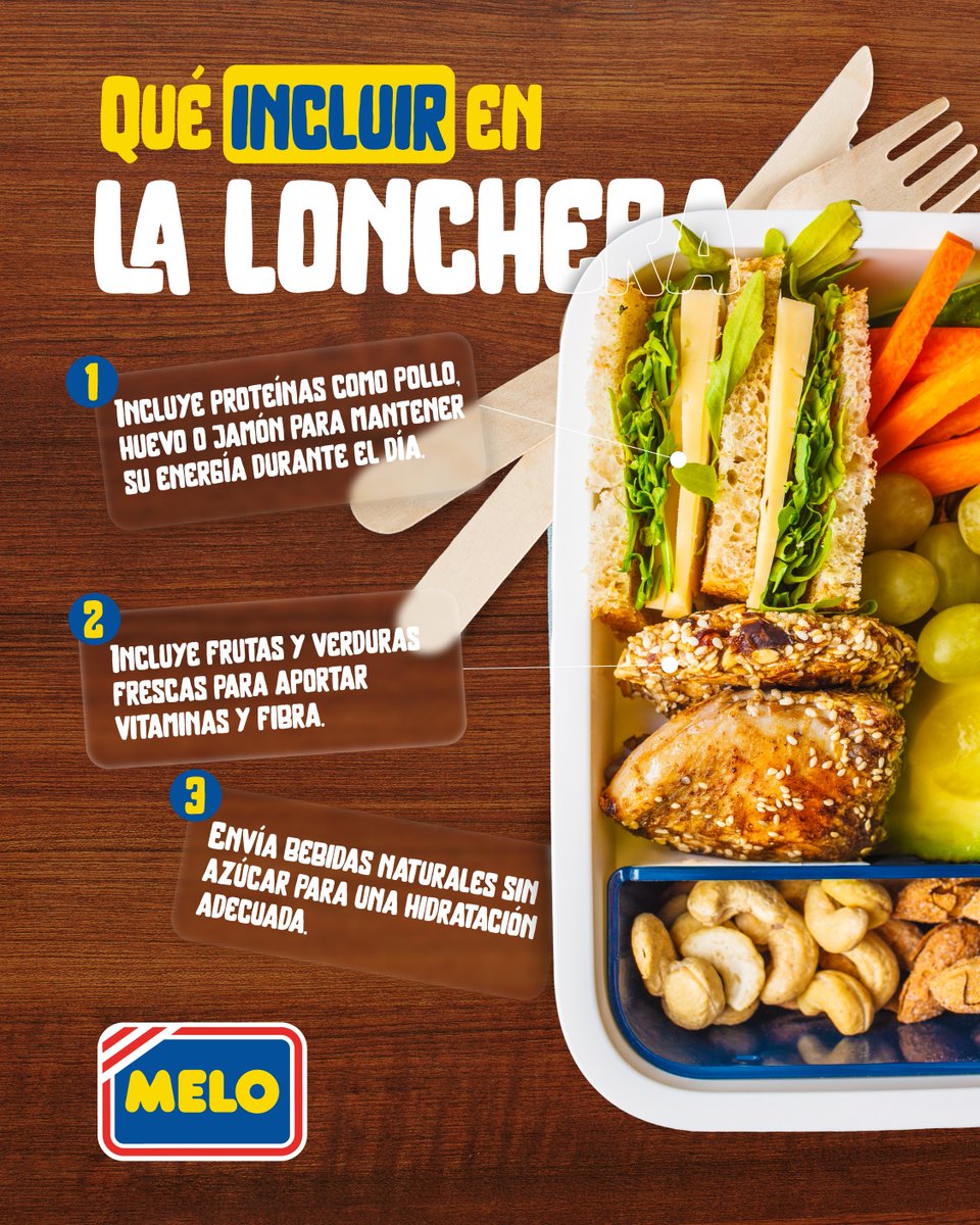 Una lonchera equilibrada es clave para un día lleno de energía. ✅

Incluye proteínas, frutas y carbohidratos, y evita los excesos de azúcar y grasas. 🤗

¡El poder del desayuno en la lonchera de tu pequeño está en Melo! 💪✨

#TiendasMelo #AlimentosMelo #ElPoderDelDesayuno #Melo