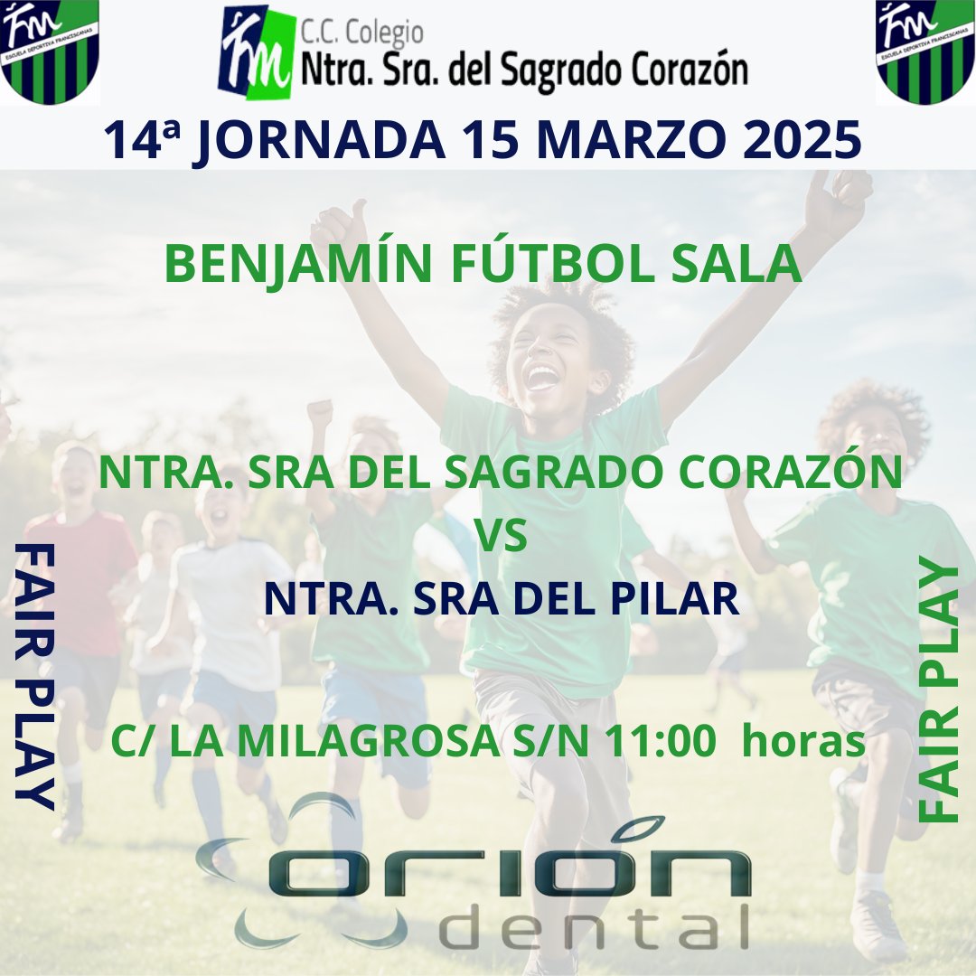 Horario de la próxima jornada <a href="/DeportesECM/">DeportesECM</a> esperemos que este fin de semana el tiempo nos dé un pequeño respiro y podamos disfrutar de la mejor competición escolar. Vamos Franciscanas!!!! Estamos deseando que ruede el balón