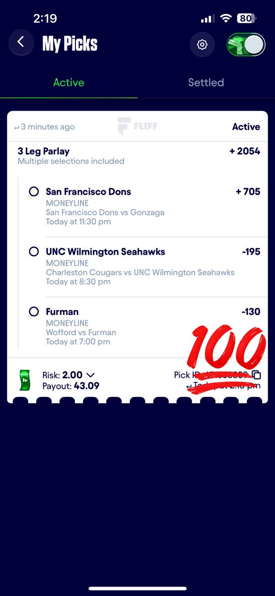 BrownellRick_32's tweet image. The Dons, Dins, and Fins are gonna make me rich tonight. Swing the rock! #bouncepass