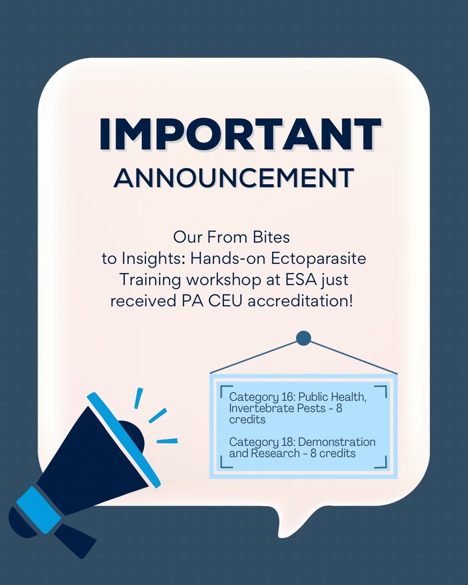 VectorEDNetwork's tweet image. Reminder to sign up for our hands-on workshop this weekend at the ESA Eastern Branch Meeting in Harrisburg, PA! 🦟🔬

Learn more and register now! 
entsoc.org/membership/bra…

#vectors #vectorbornediseases #pennstateextension #ectoparasites #entomologicalsocietyofamerica