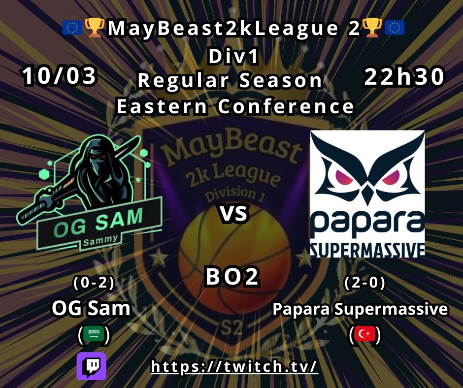MayBeast2k's tweet image. A big showdown as well in the East Conference, where @supmassgg faces #OGSam, who has already lost their first series. It won’t be easy for them either.