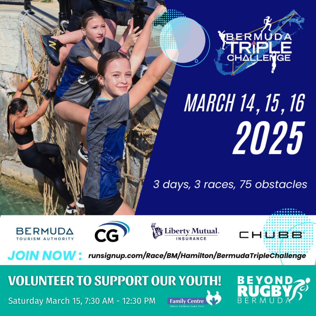 🚨 VOLUNTEERS NEEDED! 🚨

Join us at the 2025 Bermuda Triple Challenge to support <a href="/Beyond_Rugby/">Beyond Rugby Bermuda</a> Bermuda! Help marshal on Saturday, March 15, from 7:30 AM - 12:30 PM at Warwick Camp.

📍 Sign up here: signupgenius.com/go/4090C49ABAE…