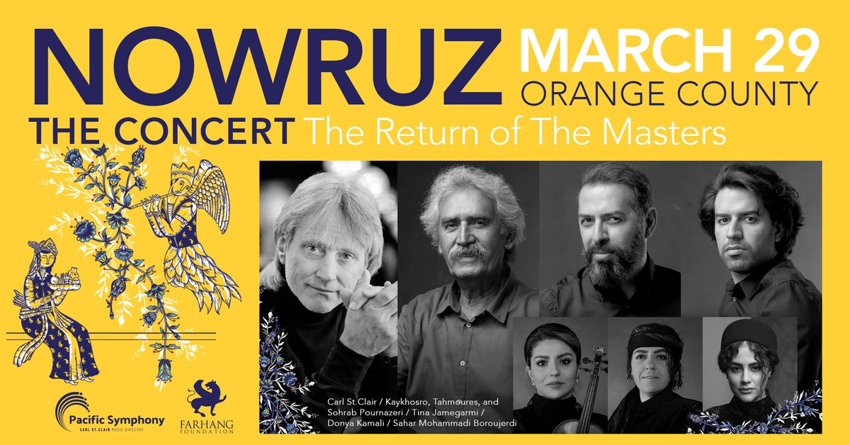 Farhang Foundation (@farhangfound) on Twitter photo NOWRUZ, THE CONCERT and THE RETURN OF THE MASTERS by the <a href="/PacificSymphony/">Pacific Symphony</a> this March 29 at the Segerstrom Concert Hall in Costa Mesa. Tickets now on sale via Farhang.orgNowruzOC Join us for this spectacular concert event featuring the POURNAZERI masters, Kaykhosro, Tahmoures and NOWRUZ, THE CONCERT and THE RETURN OF THE MASTERS by the <a href="/PacificSymphony/">Pacific Symphony</a> this March 29 at the Segerstrom Concert Hall in Costa Mesa. Tickets now on sale via Farhang.orgNowruzOC Join us for this spectacular concert event featuring the POURNAZERI masters, Kaykhosro, Tahmoures and