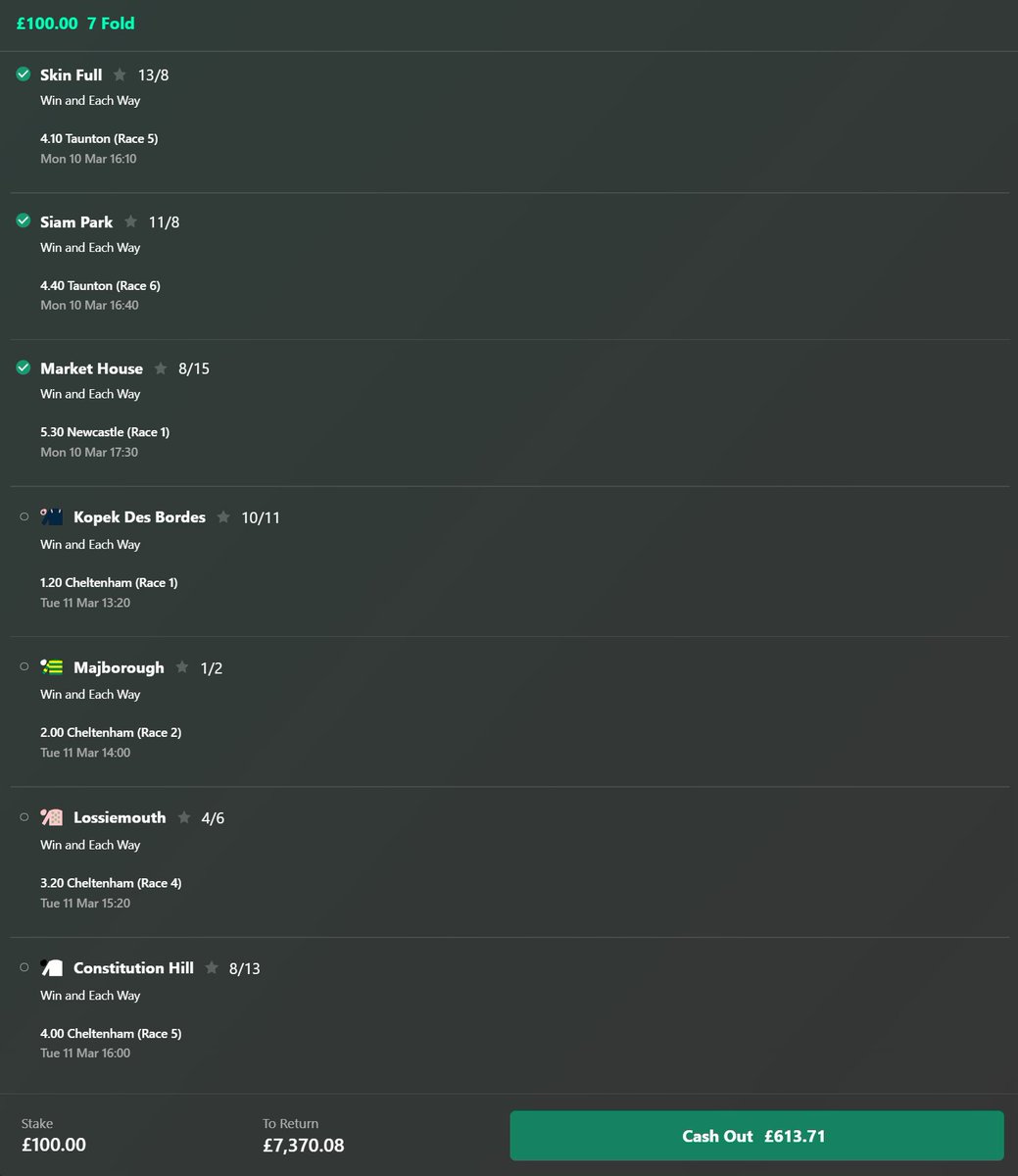 Lizard_bets's tweet image. 73/1 CHELTENHAM ACCA!🤑

Also on this today!

3/3 ✅

Bring on tomorrow!🤑