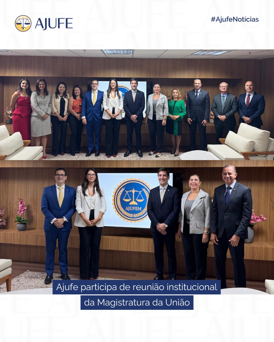 AJUFE_oficial's tweet photo. Nesta segunda-feira (10/3), o presidente da Ajufe, Caio Marinho, e a secretária-geral Ana Lya Ferraz participaram de encontro institucional da Magistratura da União, na sede da Ajufem, com representantes da Amagis e Anamatra. Leia mais: https://t.co/OkbOP7QfXI https://t.co/je4PXp2aF4