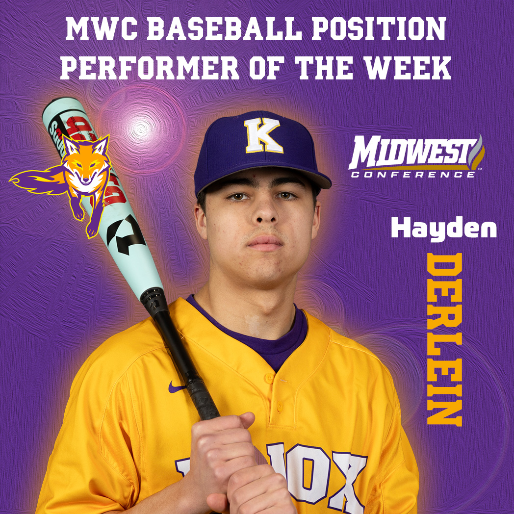 KnoxPrairieFire's tweet photo. Congratulations to first-year Hayden Derlein of @Knox_Baseball , the @MWCSports Position Performer of the Week! The rookie hit .667/.750/.833 in a twinbill sweep of Eureka on Sunday and his hit safely in all 4 games thus far. #GoFire

🔗: https://t.co/3ryqtTpBuu https://t.co/Lb4eEodrKg
