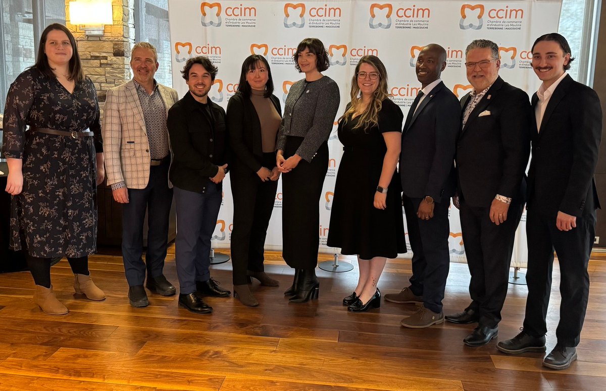Au dîner-conférence de la Chambre de commerce et d'industrie Les Moulins (<a href="/ccilesmoulins/">CCIM</a>) avec Virginie Bouchard!

Au PLQ, c’est Terrebonne d’abord.

Merci à la CCIM, au journal La Revue et à TVRM pour l’organisation de cet événement.

#Terrebonne #PLQ #PolQc