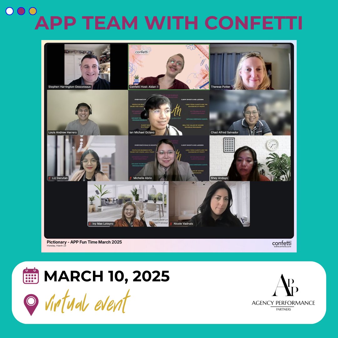 Appsinsurance's tweet image. 🎉 The APP Team had a blast playing Pictionary with Confetti! 🖌️🎭

From wild guesses to hilarious drawings, our team had so much fun bonding and unleashing our creativity.

#PictionaryParty #StrongerTogether #ShowYourConfetti