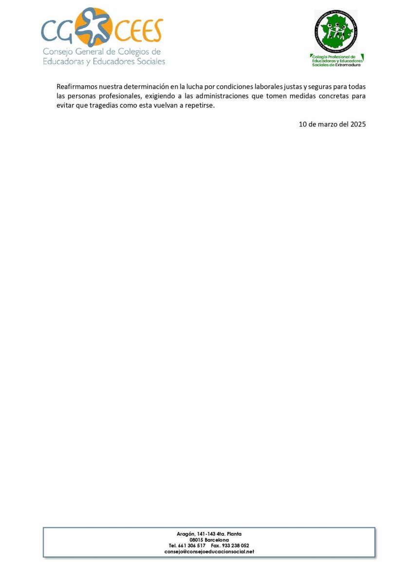 copeescan's tweet photo. Desde COPESCAN nos sumamos al comunicado emitido por el @cgcees  y el @copes_ex  condenando el asesinato de una profesional en Badajoz.
Exigimos condiciones de trabajo dignas para nuestros y nuestras profesionales, en las que se garantice su seguridad.
#COPESCAN
#cgcees #copesex https://t.co/Ydf3jaPR7J