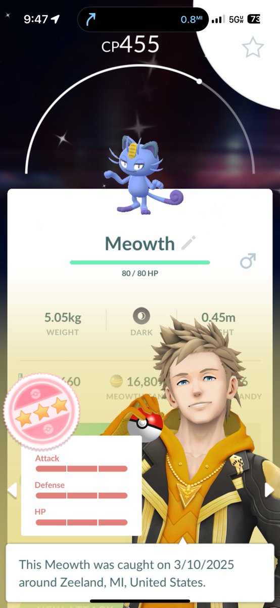 DaddyMukbang's tweet photo. I hatched a #shundo alolan meowth today first time for everything but hopefully not the last 🥶💙#PokemonGO https://t.co/iaNbsWb8oT