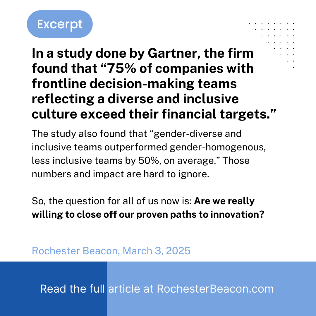 Read a new expert opinion piece in the Rochester Beacon from executive Board Member of the Hall, Dr. Sujatha Ramanujan.  

She encourages the business world to keep paths to innovation open by embracing diversity. 

Full piece: rochesterbeacon.com/2025/03/03/kee…

#WomensHistoryMonth