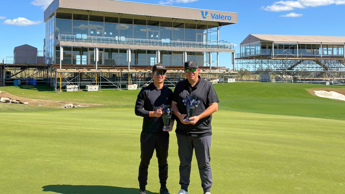 TPCSanAntonio's tweet photo. Thank you to everyone who competed in the 2025 Member-Member! Windy conditions made for a true test, but players battled through. Congrats to all, and a special shoutout to our champions, Mr. Brandon Locke &amp; Dr. Josh Hu, who shot 13-under and won in a playoff! 🏆⛳ #MemberMember https://t.co/mqFIKh9HXE