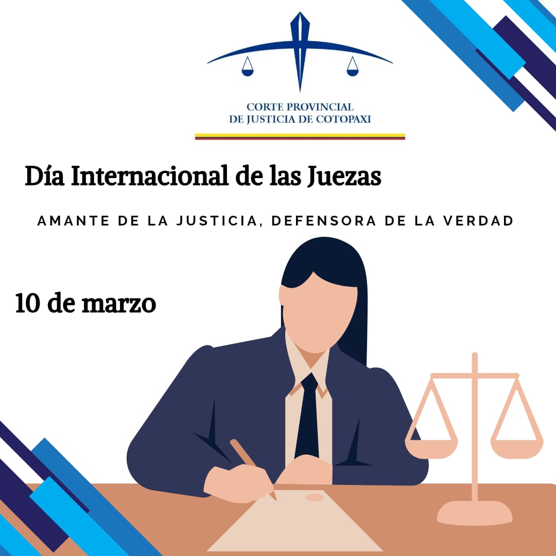 Feliz día compañeras Juezas. Contar en las judicaturas con compañeras juezas en promover la igualdad y celebrar los avances. Aún faltan más! <a href="/CorteAzuay/">Corte Provincial de Justicia del Azuay @CorteAzuay</a> <a href="/CorteMorona/">Corte Provincial de Justicia de Morona Santiago</a> <a href="/CorteNapo/">Corte Provincial de Justicia de Napo</a> <a href="/ElOroCJ/">El Oro CJ</a> <a href="/solandagoyes/">Solanda Goyes</a> <a href="/CorteOrellanaEc/">Corte Provincial de Justicia de Orellana</a> <a href="/CorteGuayas/">Corte Provincial de Justicia del Guayas</a> <a href="/CortePichincha/">Corte Provincial de Justicia de Pichincha</a>