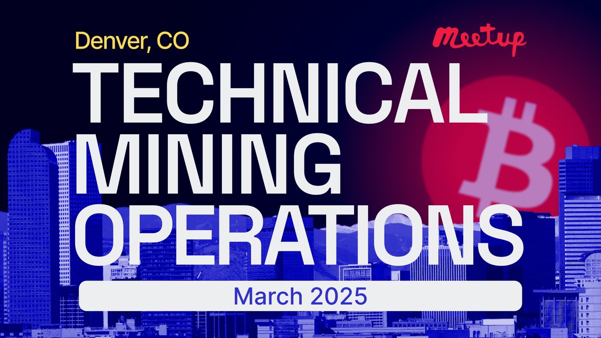 On Thursday, March 13, 2025, we’re bringing together Bitcoin mining professionals at The <a href="/SpaceDenver/">The Space</a> for the Bitcoin Technical Mining Operations Meetup!

See you there! ⛏️⚡️

In case you missed the past meetups, here’s a recap
👇🧵