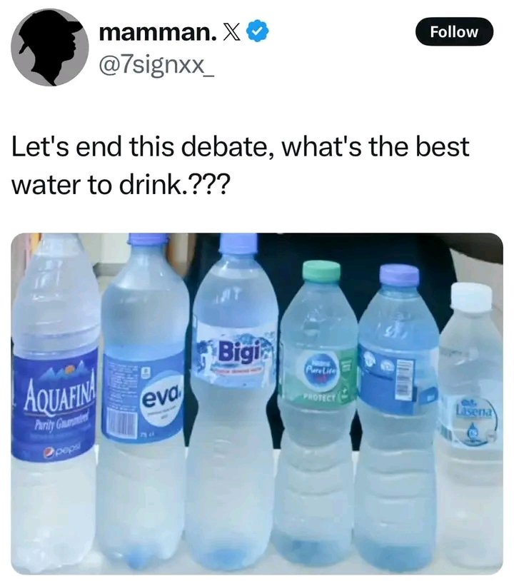 Good evening mutuals
Me:Aquafina what about you.....