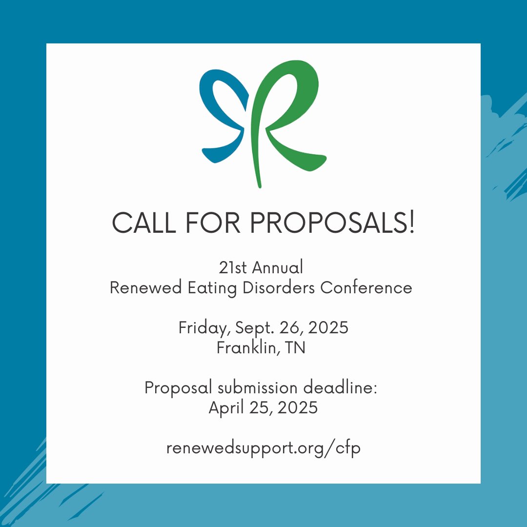 We are now seeking proposals for presenters at this year’s conference. Clinicians are encouraged to submit evidence-based proposals that address the causes and treatment of eating disorders and related issues. 

renewedsupport.org/cfp