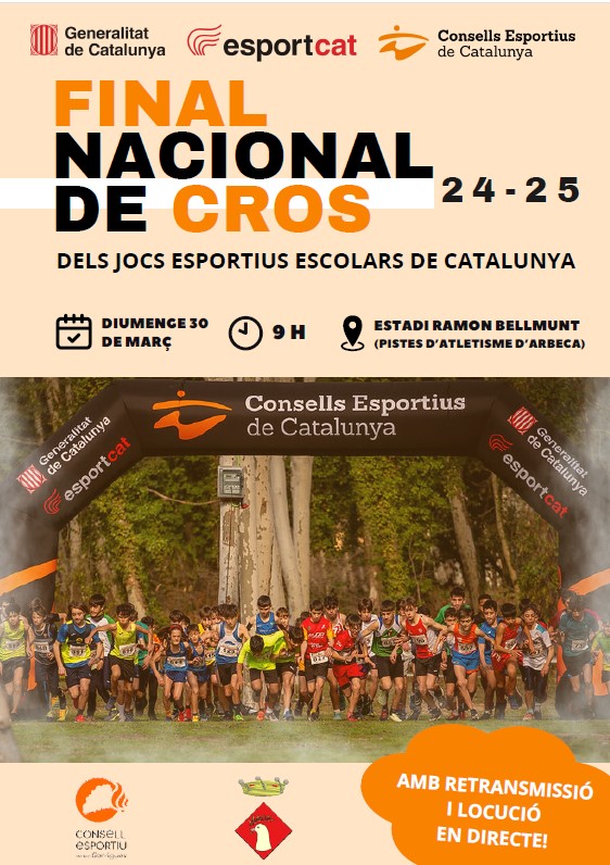 🏃‍♀️Ja podeu tramitar la inscrupció a la Final Nacional de Cros que es farà a Arbeca (Les Garrigues) 
Info i inscripcions a cepallarsjussa.cat fins ➡️ 17/03
🗒️Inscripció gratuïta 
🚍servei de transport des de Tremp i La Pobla de Segur
Us hi esperem!