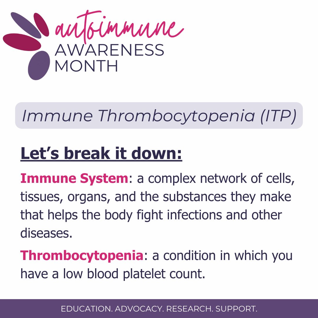 PDSA_ITP's tweet image. Immune Thrombocytopenia (ITP) is the most common autoimmune bleeding disorder, affecting around 60,000 people in the U.S., but physicians suspect it may be closer to 100,000 people. Help raise awareness by sharing your story at pdsa.org/share-your-itp… #AutoimmuneAwarenessMonth