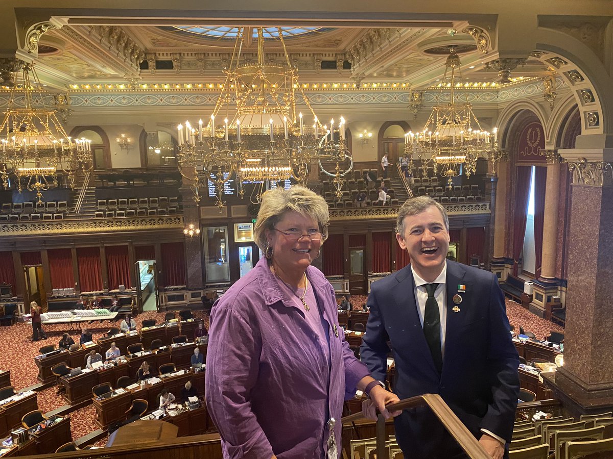 Senators Annette Sweeney CoChair of the American Irish State Legislator Caucus organised a bipartisan reception with Republicans &amp; Democrats with Senate Majority leader Jack Whitver
Introduced to the Senate at opening of session then Senator Molly Donahue welcomed me back to Iowa