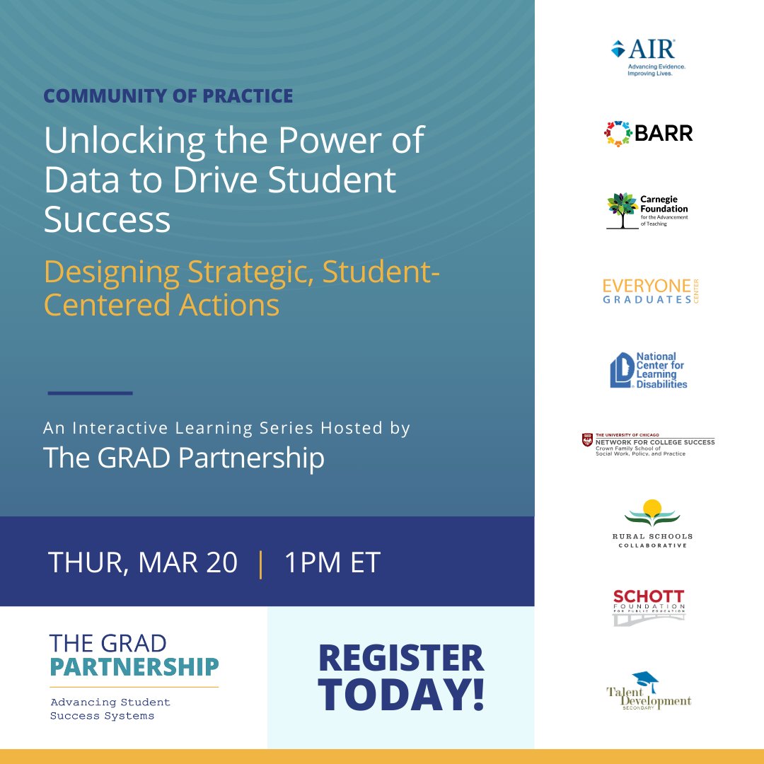 The GRAD Partnership (@gradpartners) on Twitter photo Next Thursday at 1pm ET: Our interactive learning series continues with "Designing Strategic, Student-Centered Actions." Join hosts <a href="/NCSChicago/">Network for College Success</a> to collaborate with peers as you learn how to turn insights into manageable, impactful actions. REGISTER: zoom.us/meeting/regist… Next Thursday at 1pm ET: Our interactive learning series continues with "Designing Strategic, Student-Centered Actions." Join hosts <a href="/NCSChicago/">Network for College Success</a> to collaborate with peers as you learn how to turn insights into manageable, impactful actions. REGISTER: zoom.us/meeting/regist…