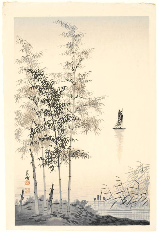 Bamboo Grove Near Lake, by Imoto Tekiho, ca. 1930