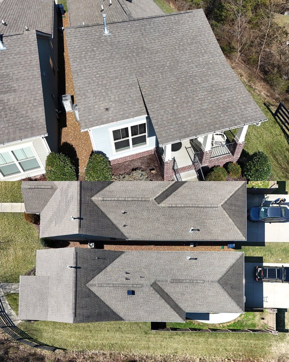 While not the most drastic Before &amp; After visually, it’s a very important one! 

A faulty shingle and installation caused this 9 (yes, NINE) year old roof to need replacement. Don’t wait until minor issues become major. Call us today at 📞 615-631-2468 for a free inspection.