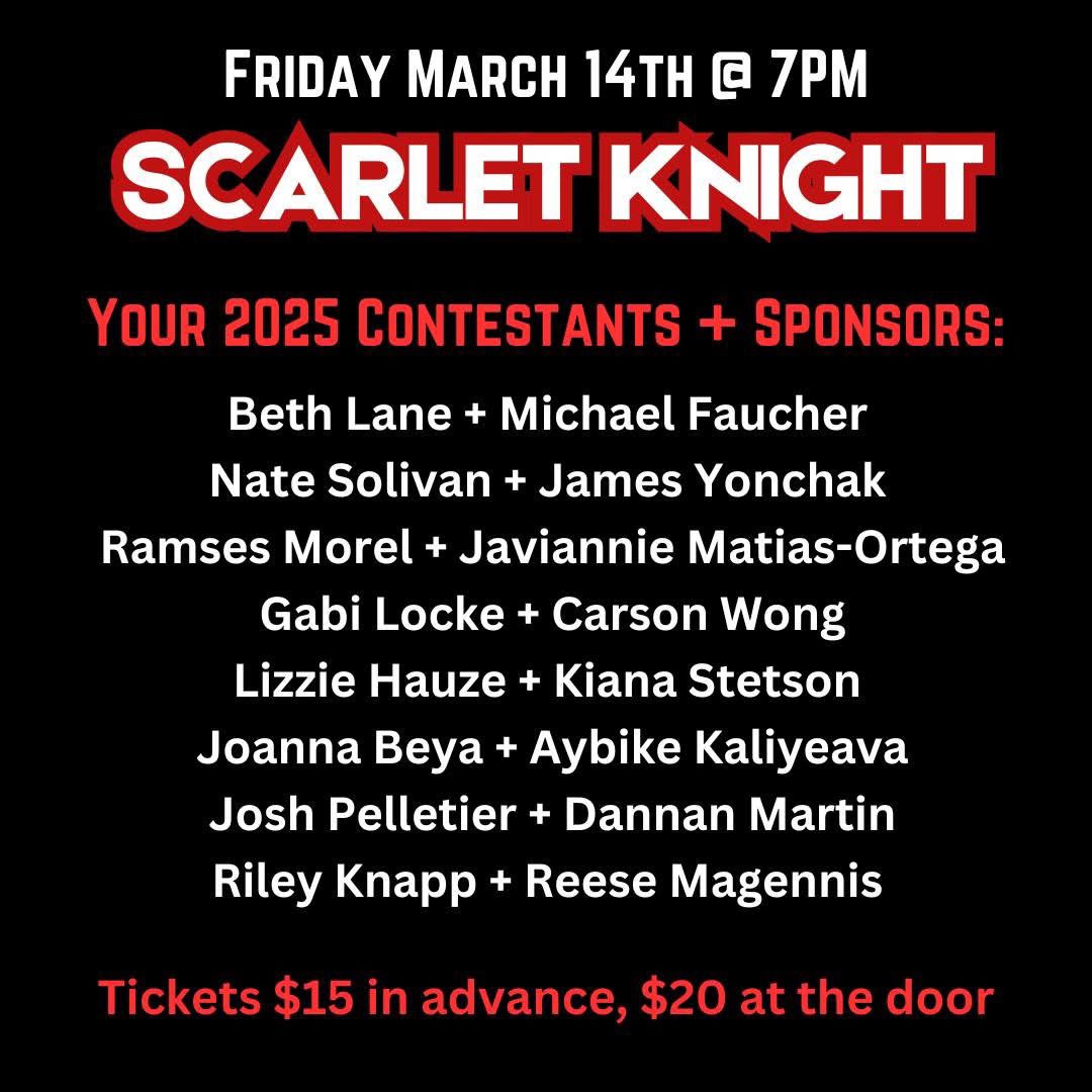 SOSNAHS's tweet image. THIS FRIDAY! Hilarious skits, Amazing talents, Iconic Duos - who will be the winner of our 31st annual pageant put on by the Senior Class, benefitting the Senior Class? Who will be THE SCARLET KNIGHT? Get your tickets here: gofan.co/event/3227446