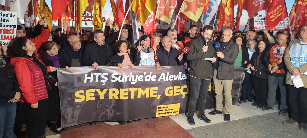 İnsan Haklarından Sorumlu İl Başkan Yardımcımız Selahattin Erbaş ile birlikte Suriyeli Alevi toplumu başta olmak üzere Hristiyan, Dürzi ve Ezidi toplumlarına yönelik katliamlara karşı Kadıköy’de düzenlenen basın açıklaması ve protesto eylemine katıldık.