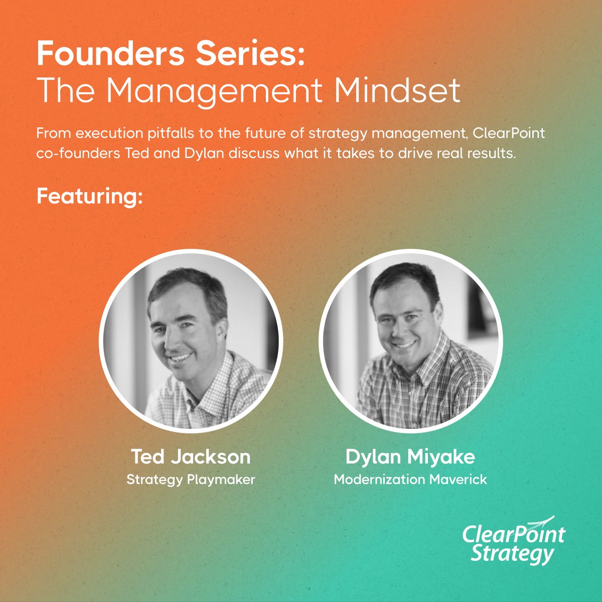 clearpointstrat's tweet photo. At ClearPoint, strategy is in our DNA. In our new #FoundersSeries, hear directly from the experts. 🚀

The Strategy Playmaker
&amp;
The Modernization Maverick

Stay tuned—because a great plan means nothing without great execution!

#Strategy #StrategyExecution #PerformanceManagement https://t.co/EuLvMNQIlc