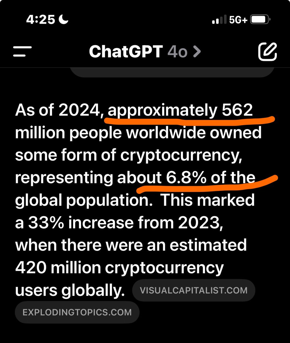 Scavacini777's tweet photo. FACT:  approximately half a billion of humans alive have adopted Bitcoin, 

That's more than 6% of the world's population.

Prove me wrong https://t.co/WHYv0DJOt7