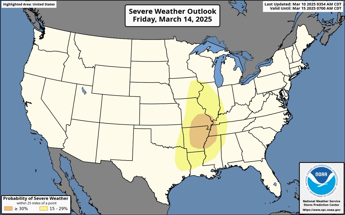 MyRadarWX's tweet photo. We're looking at multiple days of severe thunderstorms/possible tornado activity Friday/Saturday.

We know we have LOTS of wind energy upstairs courtesy of a strong jet stream dip.

But does Gulf moisture get all the way north to the corn Belt? We'll see! https://t.co/YVPOychW0D
