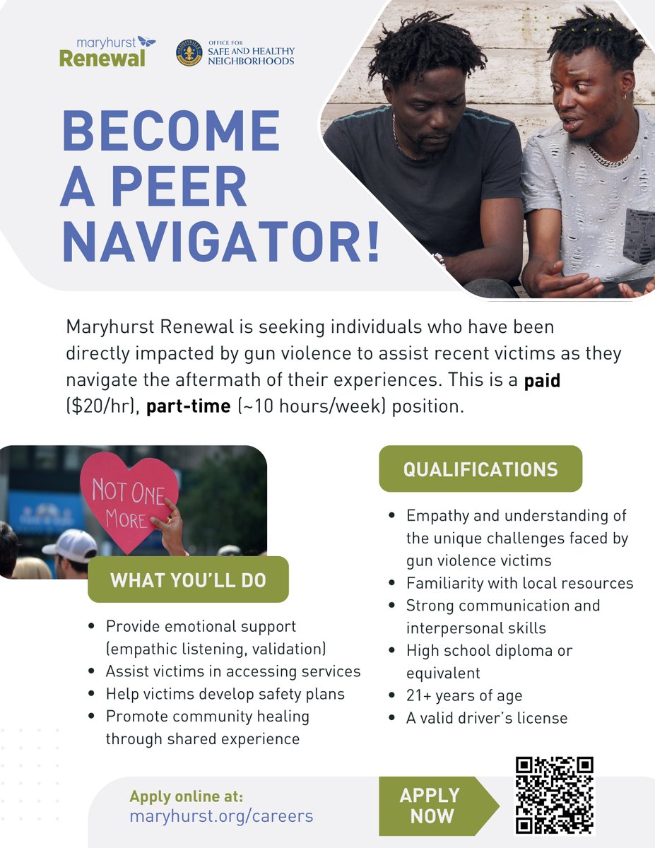 OVPLou's tweet photo. OSHN and Maryhurst Renewal are looking for unique people for a unique job. This isn't for everyone, but it's for those who know from experience. https://t.co/vndFgzUL1r